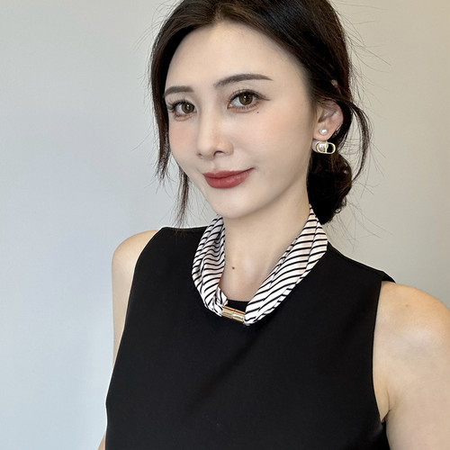 新款吸铁石小丝巾女春夏长条护颈