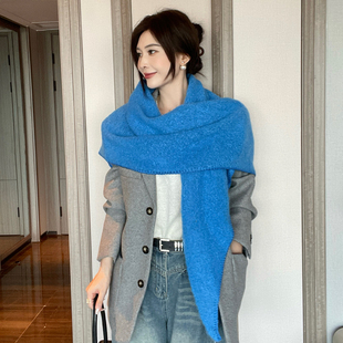 简约软糯高级感纯色三角巾秋冬百搭围巾女保暖防寒披肩高级感围脖