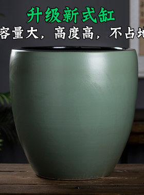 睡莲盆水缸复古陶瓷加高
