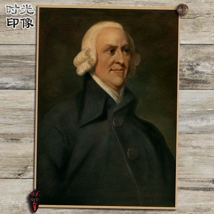 亚当斯密 经济学家海报复古文艺牛皮纸装饰画挂画壁画画芯画框