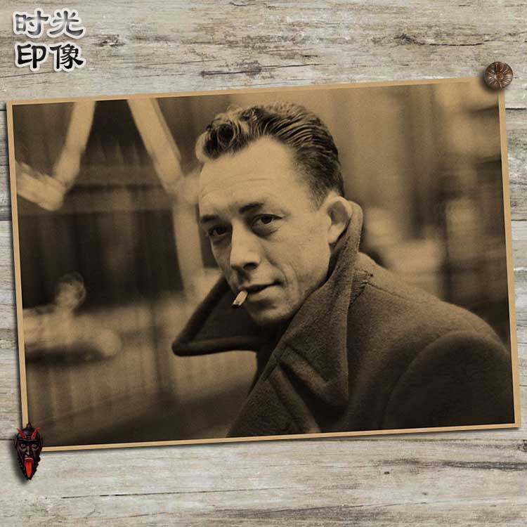 阿尔贝加缪法国作家哲学家海报怀旧复古文艺牛皮纸装饰画挂画画芯