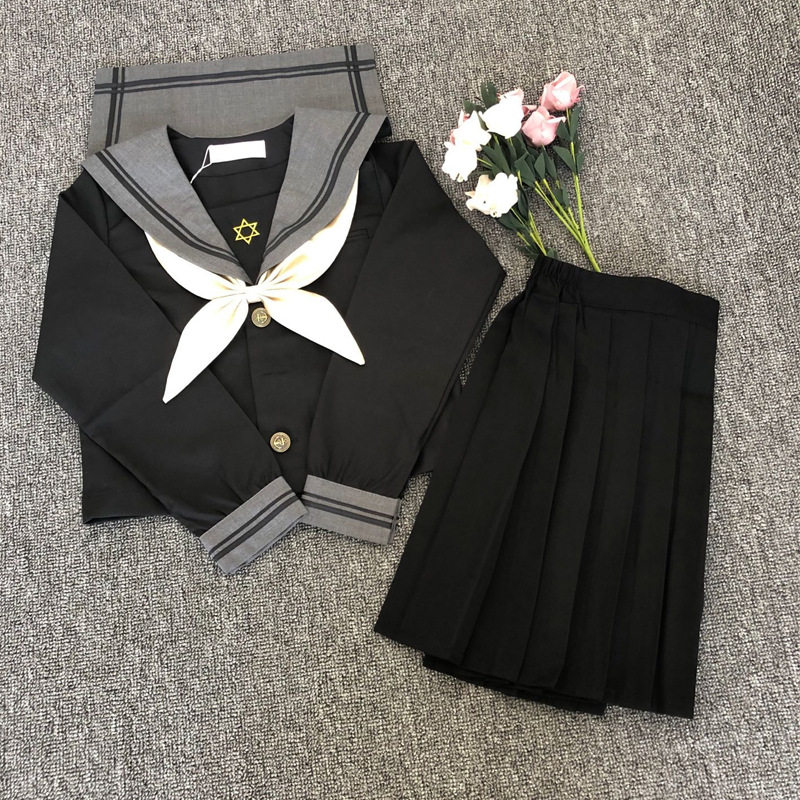 水手服JK制服短裙网红暗黑魔法女时尚原创长短袖夏季套装潮 初音