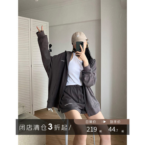 【清仓】髦运动卫衣短裤套装女薄款polo衫百搭休闲长裤 - 封面