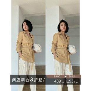 风衣外套女收腰系带连衣裙两件套 俞飞鸿短款 清仓