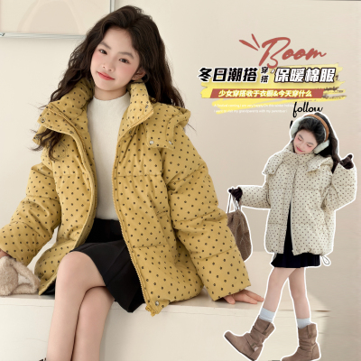 女童羽绒棉服冬装碎花棉衣外套