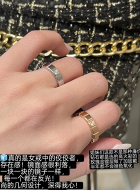 925银小冰块戒指女18k玫瑰金不掉色高级感设计指环方糖情侣对戒男