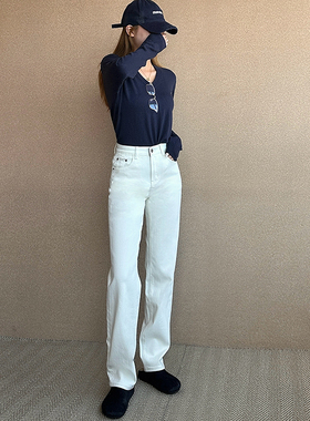 12平方83160z黑色经典款窄版显瘦直筒裤女2024冬季底抓毛牛仔裤潮