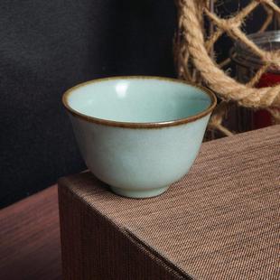 龙泉云间青瓷汝窑功夫茶杯手工冰裂纹陶瓷主人杯单杯茶碗茶盏家用