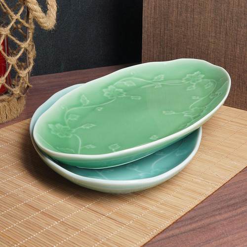 缠枝牡丹浮雕大尺寸鱼盘