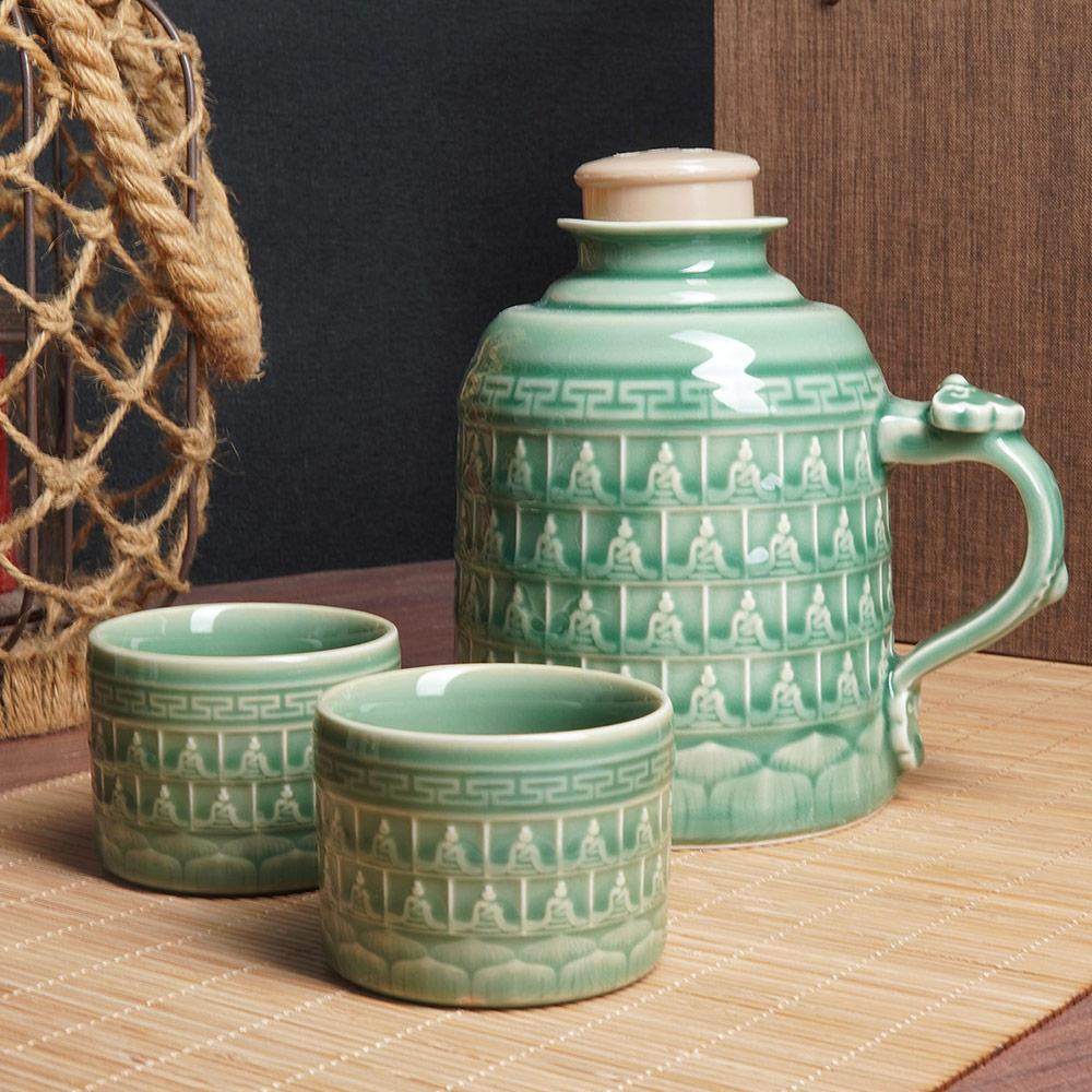龙泉云间青瓷小暖壶陶瓷泡茶杯千佛焖壶杯子中式家用保温瓶喝水杯,餐饮具,茶壶,淘宝优惠券,粉丝福利购,淘宝优惠卷