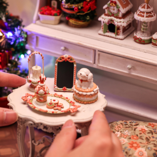 奶油小狗 微观臻慕 预 圣诞节日微缩摆件娃屋道具可亮谷美 新品