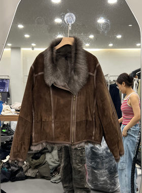欧货2026秋立领皮毛一体皮草女
