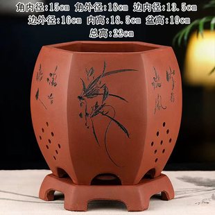 自产宜兴精品紫砂盆大口径专用兰花盆多肉花盆君子兰盆栽陶瓷花盆