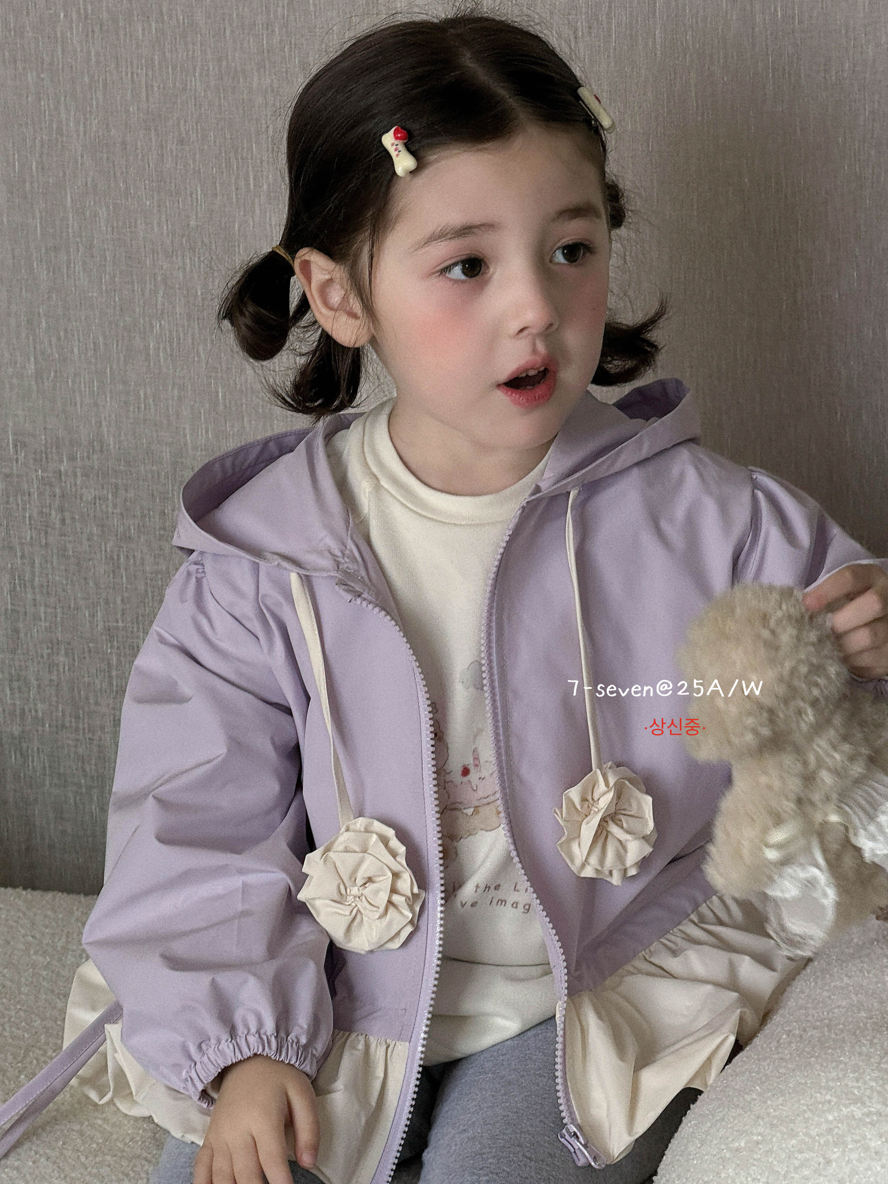 7家新款儿童外套秋款女童洋气公主连帽上衣拉链花边开衫
