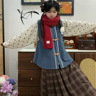 比甲三件套松紧马面裙日常汉服女 灯芯绒短衫 十里七巷 咖啡熊