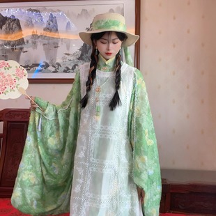 十里七巷 琼华 原创对襟明制长衫圆领比甲两件套秋汉元素汉服套装