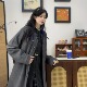 十里七巷 素秋冬汉服 改良汉元 加加灰 烟灰色大衣针织黑色立领长衫