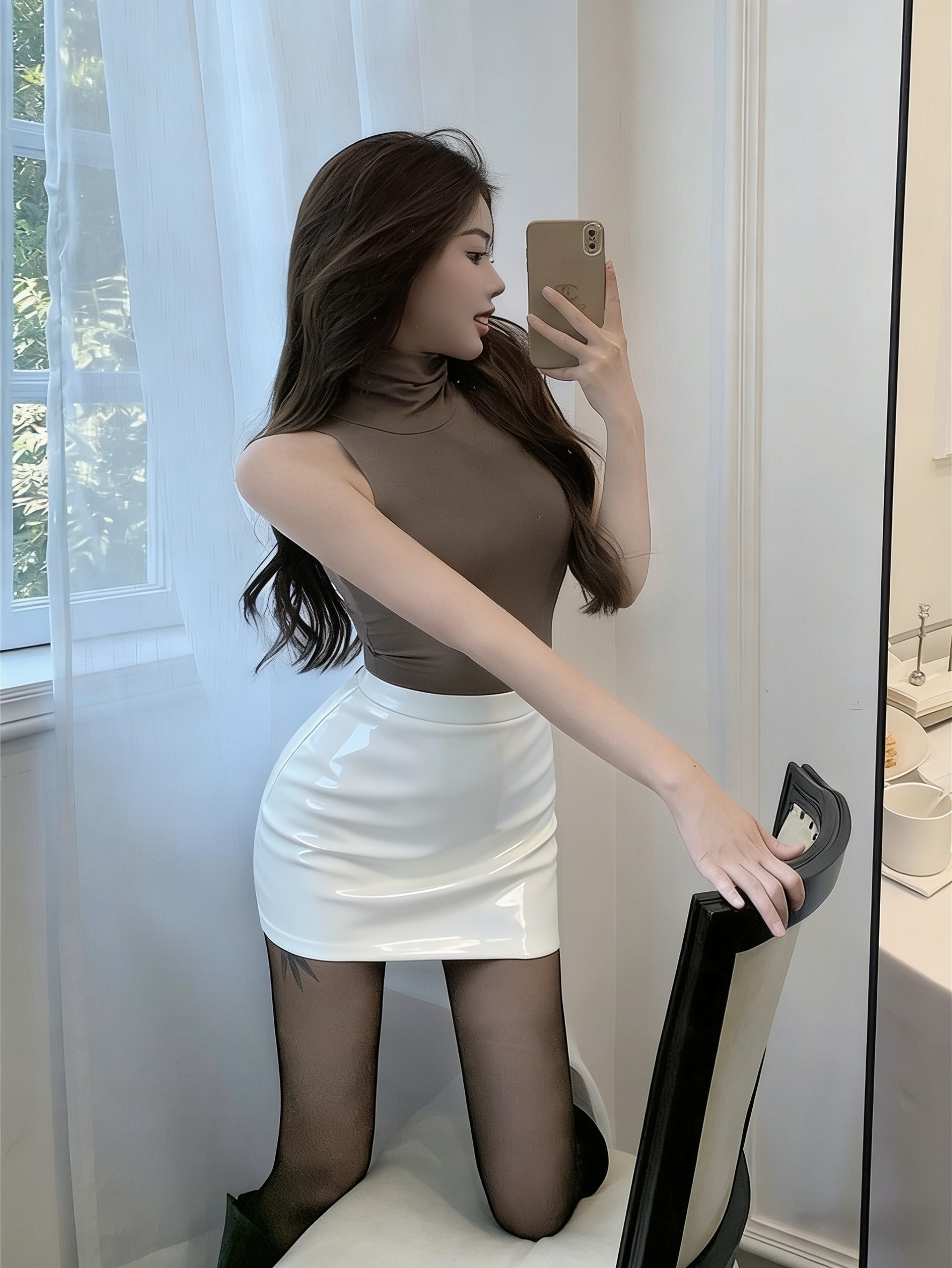 黑色亮面气质小皮裙秋冬新款漆皮包臀显瘦pu一步裙短裙高腰半身裙,女装/女士精品,半身裙,淘宝优惠券,粉丝福利购,淘宝优惠卷