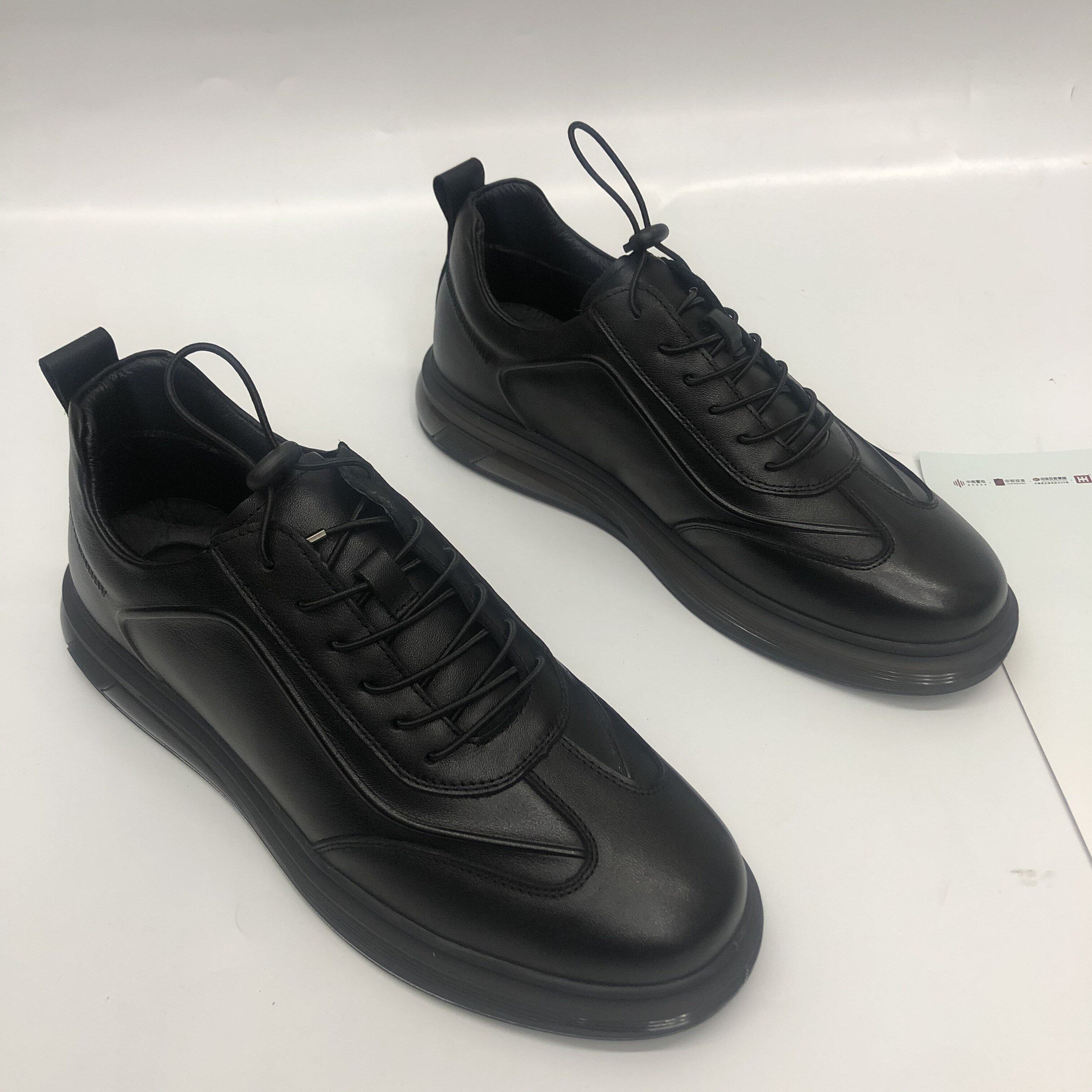 男鞋2021新款秋冬季百搭休闲舒适松紧带深口牛皮青年户外运动皮鞋