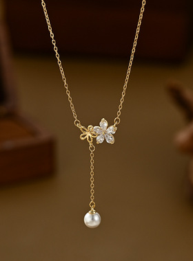 真金电镀锆石气质锁骨链