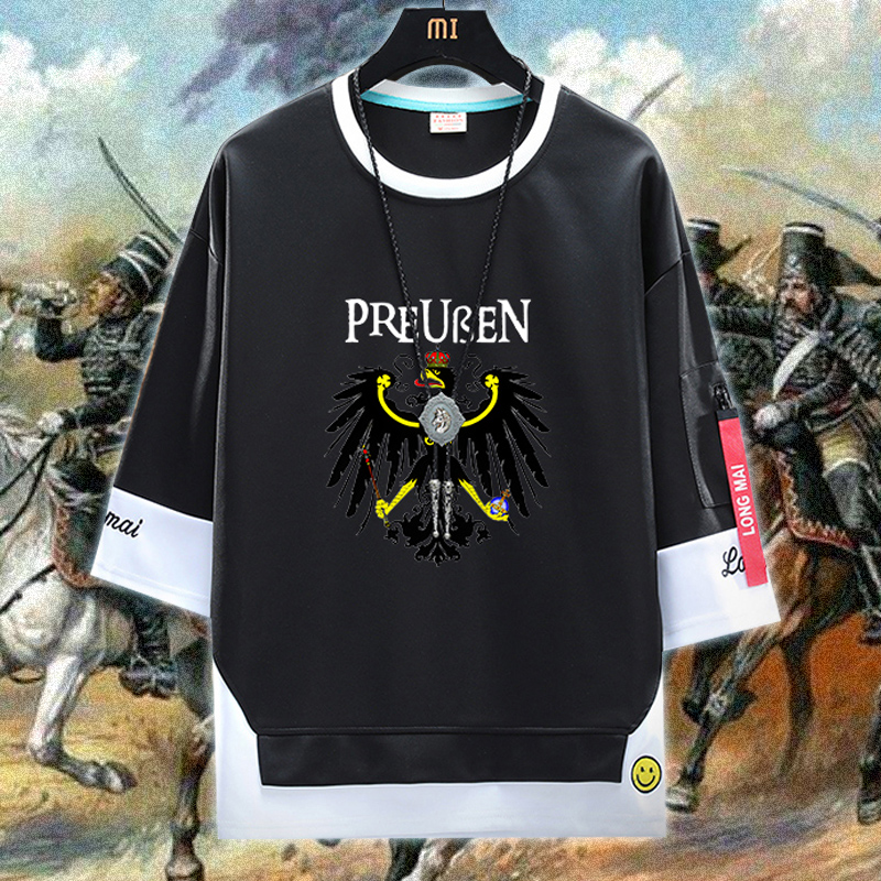 铁十字普鲁士王国德国勋章德意志罗马帝国短袖T恤衫男五分袖衣服