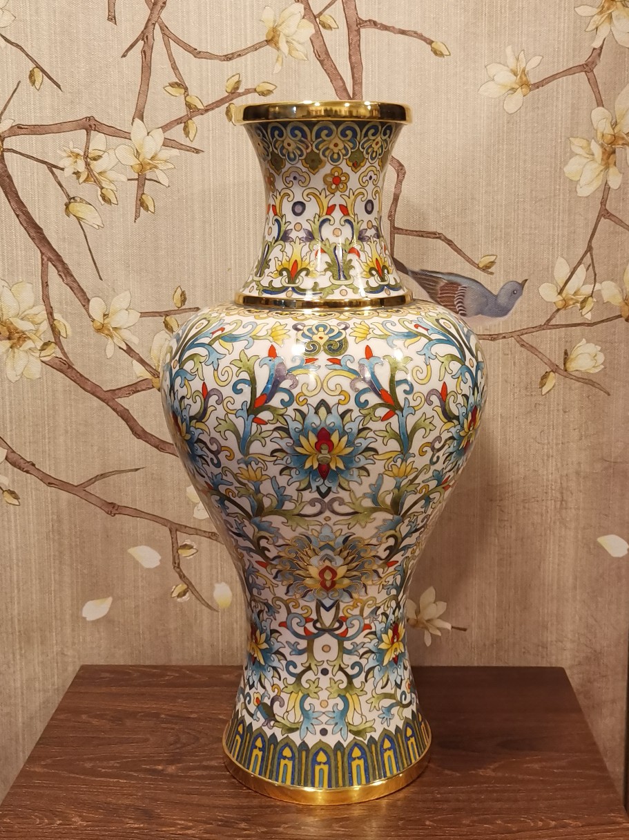 精工景泰蓝花瓶15英寸掐丝珐琅大唐风韵赏瓶高38cm