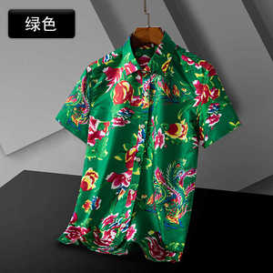 男士潮流休闲东北大花短袖衬衫衬衣1128款-P25元,波点裤子搭配的上衣图片