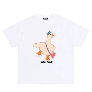 WELLDONE 26SS美式 潮牌卡通小鹅印花男女宽松纯棉短袖 t恤 TRACK
