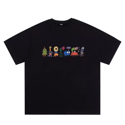 WELLDONE TRACK*26SS美式潮牌卡通印花男女重磅宽松纯棉短袖t恤