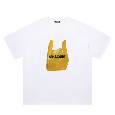 WELLDONE TRACK*26SS小众潮牌购物袋印花男女情侣宽松短袖T恤