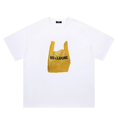 WELLDONE TRACK*26SS小众潮牌购物袋印花男女情侣宽松短袖T恤