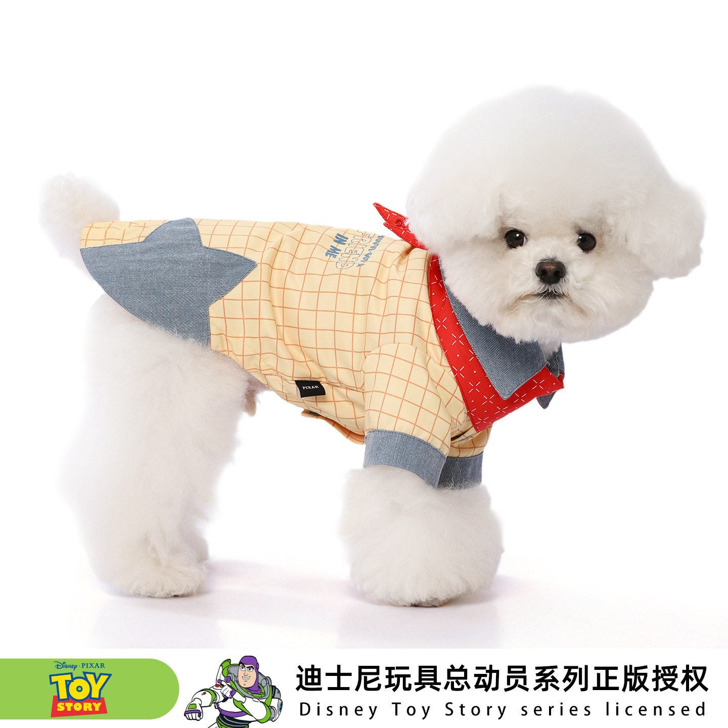 华元迪士尼宠物衣服玩具总动员系列胡迪春夏薄款衬衫口水巾套装