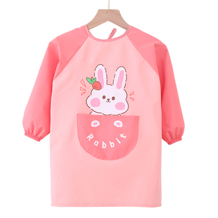 儿童防水罩衣长袖卡通宝宝吃饭衣围裙女孩加长款男童幼儿园反穿衣