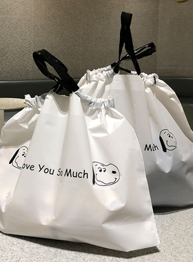 袋子手提束口塑料礼品包装批发打包衣服抽绳外卖服装店袋礼物