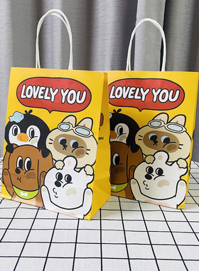 可爱卡通手提袋小号礼品袋包装袋少女心购物袋韩国ins风大号打包