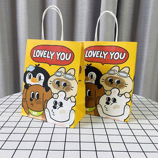 可爱卡通手提袋小号礼品袋包装袋少女心购物袋韩国ins风大号打包