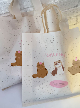 童装磨砂小猫咪卡通塑料礼品袋手提袋子加厚服装购物袋包装袋
