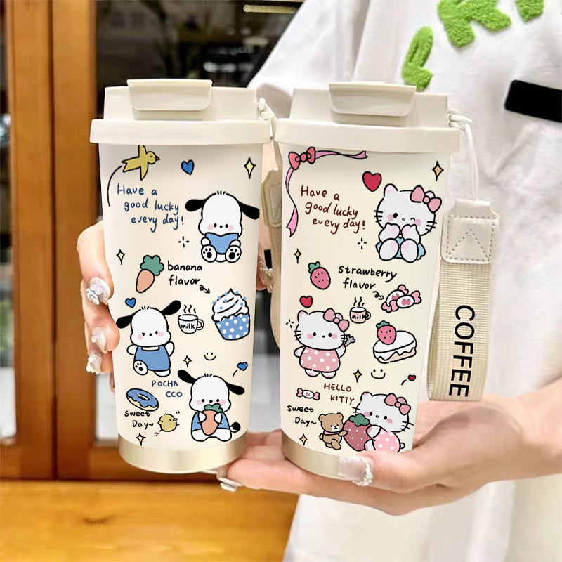 情侣HelloKitty凯蒂猫帕恰狗咖啡杯保温杯大容量不锈钢内胆水杯女