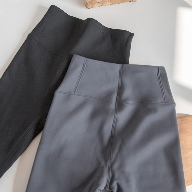 初花樱冬季加绒鲨鱼裤加厚高腰九分无痕健身瑜伽外穿塑型打底裤女