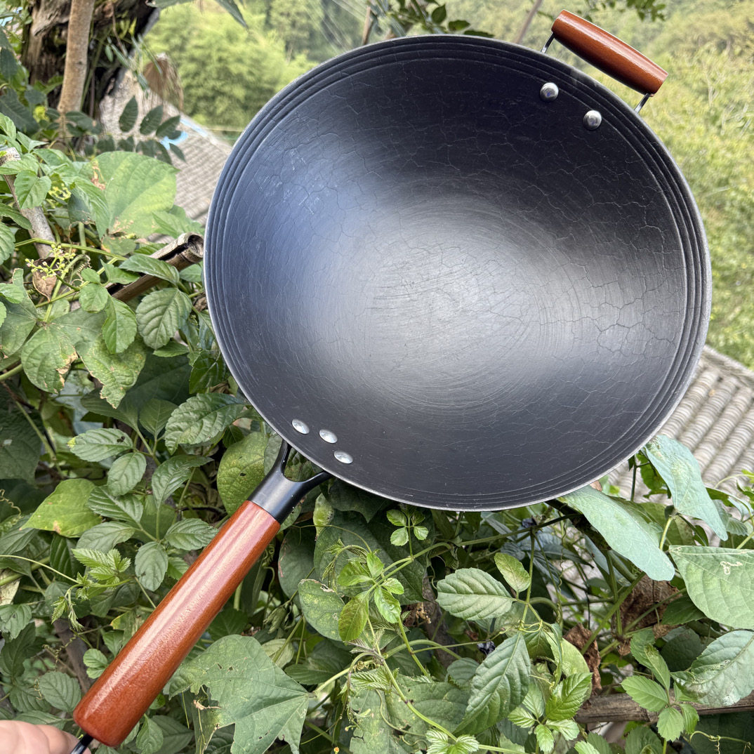 老式传统龟纹无涂层铸铁生铁锅1口（已开锅）