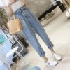 Paige Jeans bf Spring and Autumn big yards fat mm Korean Edition Easy Show thin student Straight Broad leg Haren pants