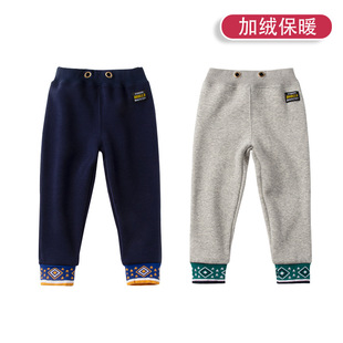 miki新款男女童秋冬长裤小童加绒保暖裤子裤儿童不倒绒束腿裤日系