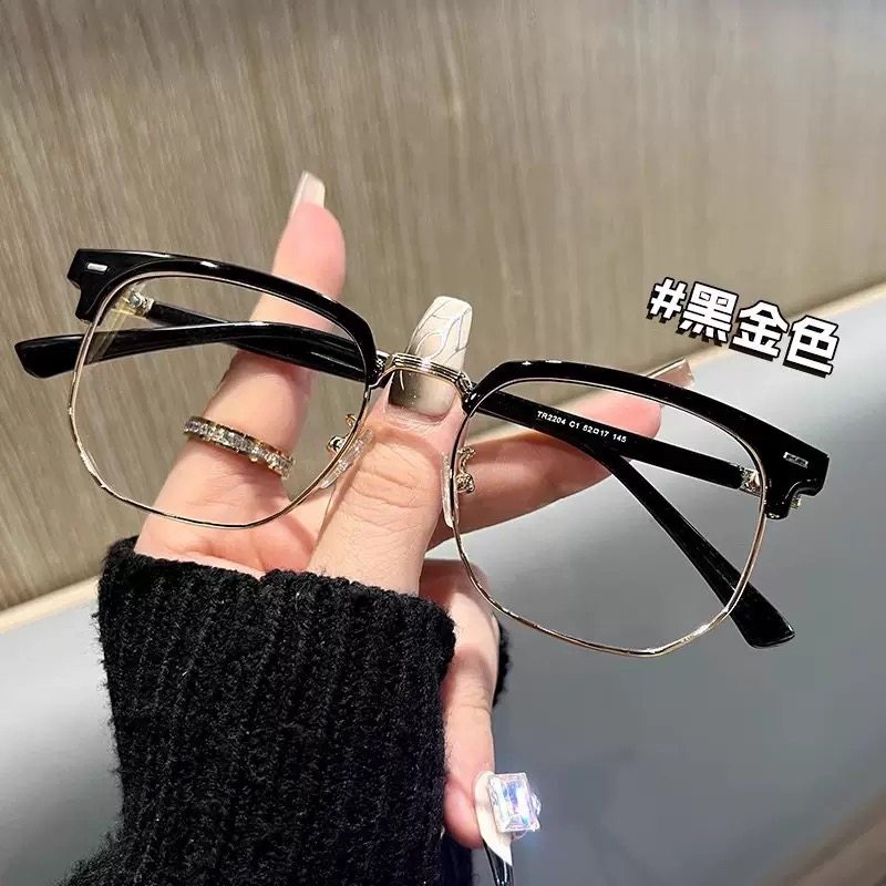 半框眼镜金属防蓝光复古近视痞帅可配度数素颜男款文艺眼镜女男潮,ZIPPO/瑞士军刀/眼镜,定制成品光学镜,淘宝优惠券,粉丝福利购,淘宝优惠卷