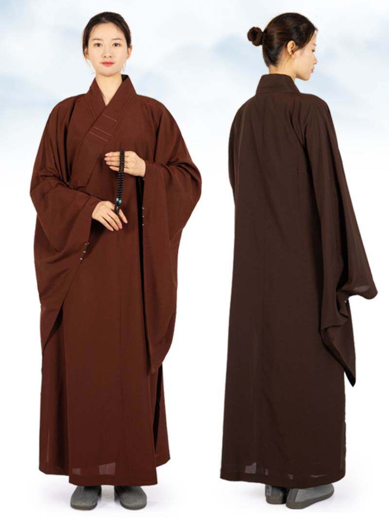 南尘法会用品牌黑黄色海青居士服男女款麻纱僧衣服台麻不透明海清