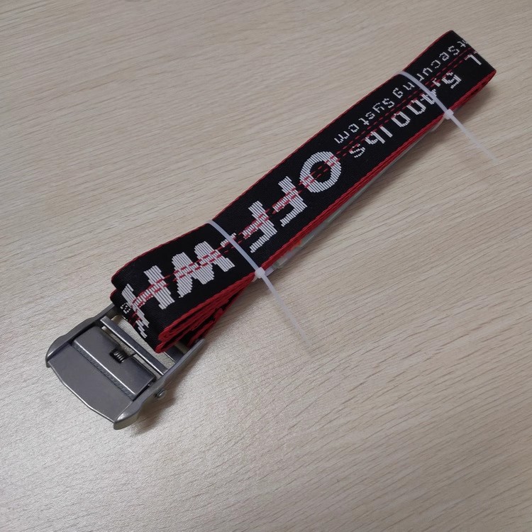 新款潮牌ow撞色窜标腰带运动时尚休闲织带布带自动朋克扣皮带