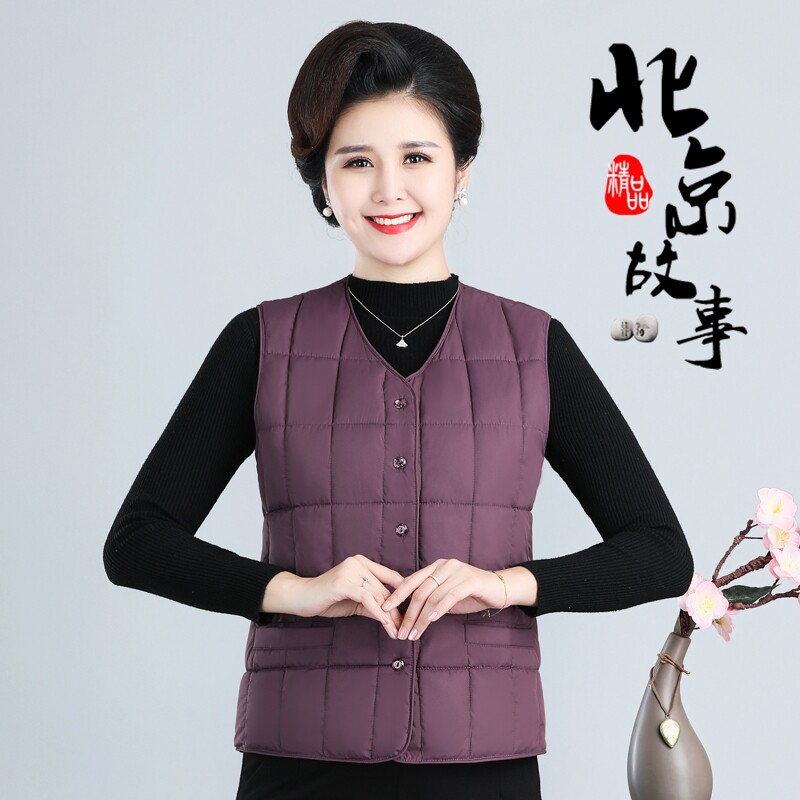中老年女士丝棉坎肩厚保暖冬季妈妈棉马甲加肥加大内穿棉坎肩冬季