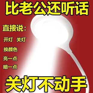 智能声控小夜灯说话开关USB照明床头灯房间灯护眼台灯声控变色灯