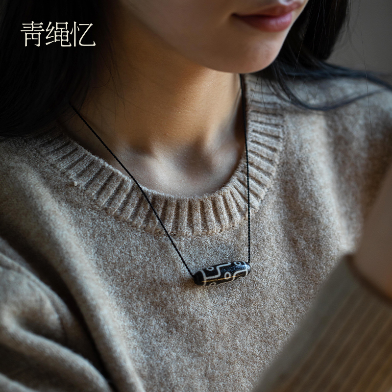 高端编织细款项链绳挂脖款横穿天珠男女玉石黄金吊坠绳直穿款编绳