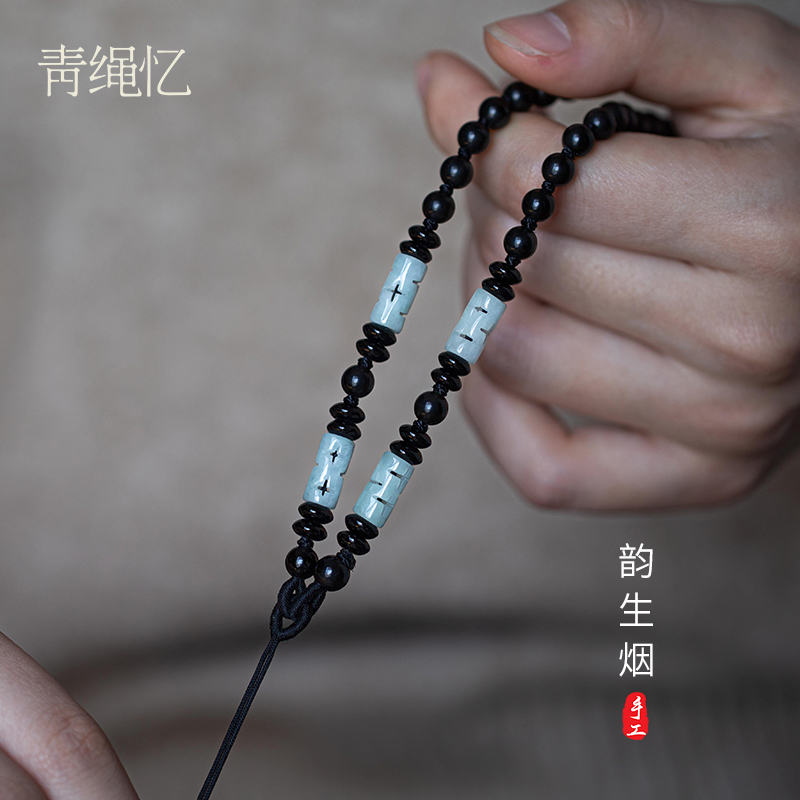 手工编制黑曜石项链挂绳玉佛翡翠配件绳女高端玉器蜜蜡吊坠绳子男