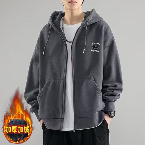 潮牌港风休闲外套重磅卫衣男连帽